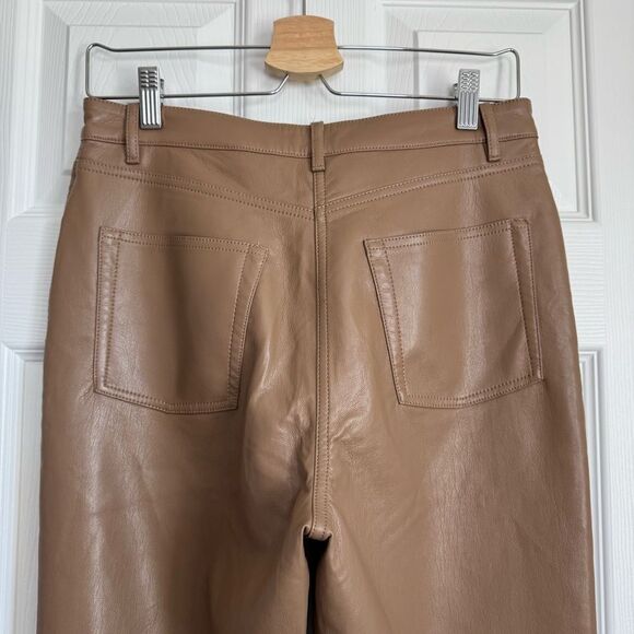 ARITZIA Wilfred The Melina High Waisted Vegan Leather Pants Taupe Size 8 Tall - Picture 11 of 14
